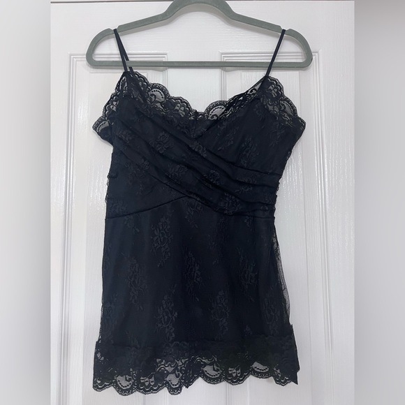 Volume One Tops - Vintage Y2K Black Lace Cami
